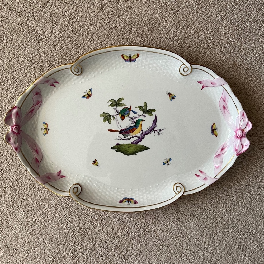 Herend Rothschild oval ribbon tray